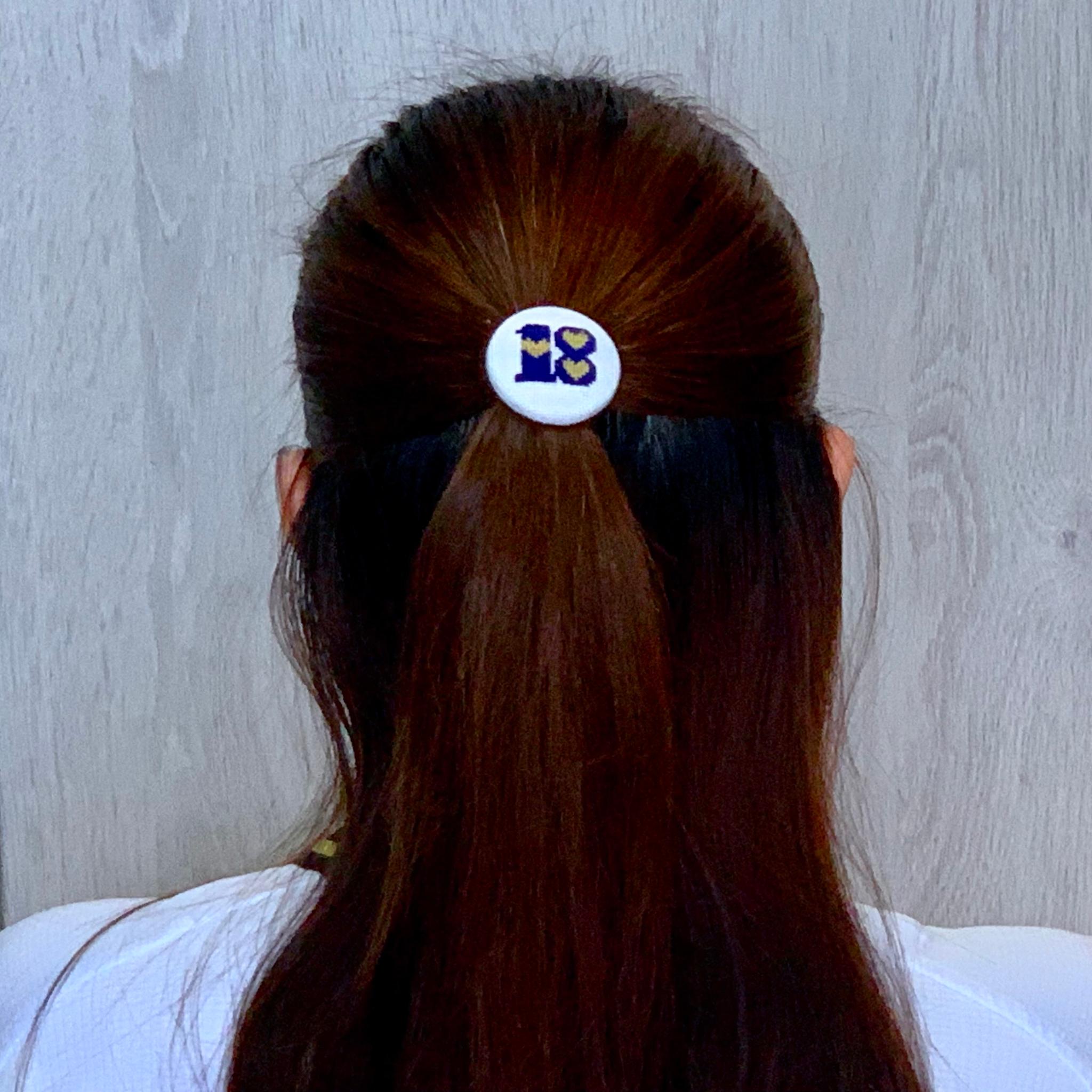 【番号オーダー可能】東北楽天ゴールデンイーグルス風カラー　くるみボタンのヘアゴム　クロスステッチ刺繍 | 4枚目